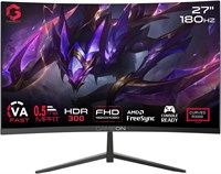 GAMEON GOC27F180VA Pro Series изогнутый игровой монитор 27 дюймов, 1920x1080p FHD быстрая VA-панель, 180 Гц, 0,5 мс, HDMI 2.1, G-Sync и Freesync, Crosshair assistant, встроенные динамики, поддержка HDR, PS5, VRR 1000001751