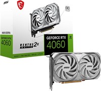 Видеокарта MSI GeForce RTX 4060 VENTUS 2X WHITE 8G OC: PCI Express Gen 4 x 8, скорость памяти 17 Гбит/с, 8 ГБ GDDR6, 3x DisplayPort, 1x HDMI, максимальное разрешение 7680 x 4320, два вентилятора - белый 1000001771