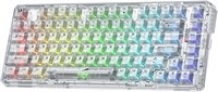 Redragon K649 PRO 78% Wireless Gasket RGB игровая клавиатура, 3 режима, 82 клавиши, полностью прозрачная компактная механическая клавиатура с возможностью горячей замены, модернизированным разъемом, звукопоглощающей пеной, прозрачным настраиваемым переклю 1000001807