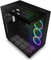 Корпус NZXT H9 Elite Dual-Chamber ATX Mid-Tower для игрового ПК — Включает 3 вентилятора F120 RGB Duo по 120 мм с контроллером — Стеклянные передняя, ??верхняя и боковые панели — Поддержка радиатора 360 мм — Управление кабелями — Черный 1000001972