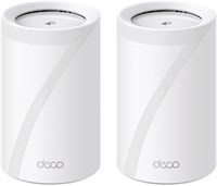 TP-Link Deco BE65 (2 шт.), BE9300 Мбит/с, 4 порта ? 2,5 Гбит/с, каналы 320 МГц, работает в диапазоне 6 ГГц, подключение до 200 устройств, VPN, WPA3, трехдиапазонная система Wi-Fi 7 Mesh 1000002243
