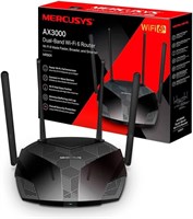 Маршрутизатор TP-Link Mercusys WiFi 6, двухдиапазонный AX3000, двухъядерный процессор Qualcomm, 4 гигабитных порта, простая настройка через приложение (MR80X) 1000002299