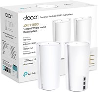 Система TP-Link Deco XE200 AXE11000 Whole Home Mesh Wi-Fi 6E, трехдиапазонный Wi-Fi, гигабитные порты, управляемая искусственным интеллектом Mesh, покрытие до 6500 кв. футов, подключение до 200 устройств, четырехъядерный процессор 2,2 ГГц, HomeShield, упа 1000002397