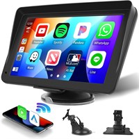 BIGTHREE Беспроводной Apple Carplay Android Auto для автомобильной стереосистемы, 7-дюймовый сенсорный экран, портативный автомобильный радиоприемник, MP5-плеер, Mirror Link, голосовое управление, FM-передатчик, AUX/Type-C 1000002448