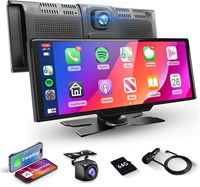 Портативная автомобильная стереосистема Podofo Wireless Carlay, 9,3-дюймовый HD IPS-экран Carplay с Android Auto, видеорегистратор 2,5K, камера заднего вида 1080P, циклическая запись, карта TF на 64 ГБ, навигация, двойной Bluetooth, AUX/FM 1000002467