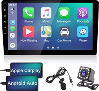 Автомобильная стереосистема MrSmart Apple CarPlay Double Din с Android Auto, 9-дюймовым сенсорным экраном HD, автомобильным радио с Bluetooth, Wi-Fi, FM-радио, Mirror Link, USB с поддержкой камеры заднего вида, внешним микрофоном 1000002546