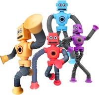 AquaFalcon 4PCS Телескопическая присоска Робототехническая игрушка, игрушки-фиджет Pop Tubes, меняющие форму телескопические сенсорные трубки Fidget Tubes, сенсорные игрушки-присоски, забавный подарок для детей, мальчиков и девочек 1000002737