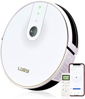 Luby Pet Hair Carpet Floor Cleaning White, робот-пылесос HI5 Hoover Sweeper, высокая выносливость, дистанционное управление через приложение, самозарядка, время работы аккумулятора 100 мин, белый с цветком 1000002803