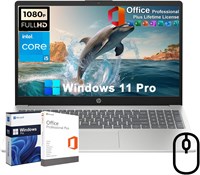 Ноутбук HP 15,6" FHD Business Laptop с пожизненной лицензией Office и Windows 11 Pro, Intel Core i5-1235U 12-го поколения (до 4,4 ГГц), 32 ГБ ОЗУ, 1 ТБ PCIe SSD, цифровая клавиатура, Wi-Fi 6, BT 5.3, с мышью Lanbertent 1000003065