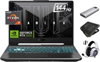 Ноутбук ASUS TUF 2024 A15 Gaming Laptop, 15.6" 144 Гц FHD, 8-ядерный Ryzen 7 7435HS (Beats i7-13620H), NVIDIA RTX 3050 GPU, 32 ГБ ОЗУ, 2 ТБ SSD + 256 ГБ Portable SSD, RGB KB, RJ45, клавиатура, игровой комплект, Win 11 1000003080