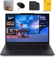 Ноутбук Lenovo ThinkPad T14 Gen 5 AI Business Laptop – Intel Ultra 7-155U, 64 ГБ DDR5 RAM, 2 ТБ SSD, подсветка, считыватель смарт-карт, сканер отпечатков пальцев, Win11 Pro (включает подставку для ноутбука 1st Wave + мышь + антивирус + коврик для мыши) 1000003119