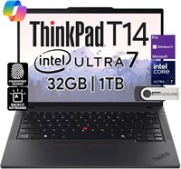 Ноутбук Lenovo ThinkPad T14 Business (14" FHD+ IPS, Intel Ultra 7 155U, 32 ГБ DDR5 RAM, 1 ТБ SSD), веб-камера 5 МП, 2 Thunderbolt 4, ПК 2024 AI, Win 11 Pro, 3 года гарантии 1000003222