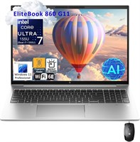 Ноутбук HP EliteBook 860 G11 16" FHD+ для бизнеса, Intel 12-Core Ultra 7 155U (Beat i7-1355U), 64 ГБ DDR5 RAM, 2 ТБ PCIe SSD, WiFi 6E, клавиатура с подсветкой, сканер отпечатков пальцев, Windows 11 Pro, AZ-XUT 1000003236