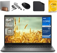 Ноутбук Dell Business Latitude 3550 — включает подставку для ноутбука 1st Wave + концентратор 12 в 1 + мышь + антивирус + коврик для мыши | Intel i7-1355U 13-го поколения, веб-камера, Win11 Pro (обновление) (16 ГБ ОЗУ | 1 ТБ SSD) 1000003360