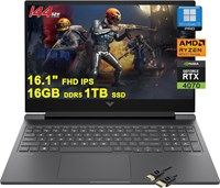 Игровой ноутбук HP Victus 16 | 16,1" FHD 144 Гц | AMD 8-ядерный Zen 4 Ryzen 7 8845HS (>i7-12700H) | 16 ГБ DDR5 1 ТБ SSD | Видеокарта GeForce RTX 4070 | Подсветка USB-C FHD Конфиденциальная камера Win11Pro + HDMI-кабель 1000003375