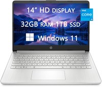 Новейшие ноутбуки HP 2023 года для студентов и бизнеса, 14-дюймовый HD, Intel Core i5-1135G7, 32 ГБ ОЗУ, 1 ТБ SSD, быстрая зарядка, HDMI, веб-камера, Bluetooth, легкий вес, Win 11, бесплатный HDMI-кабель (обновленный) 1000003408