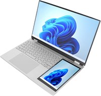 Luqeeg 15,6-дюймовый ноутбук с двойным экраном, разрешением 1920x1080 HD, 16 ГБ, разблокировка по отпечатку пальца, ноутбук с процессором N5105 и поддержкой Astylus 10 11 System (16 ГБ + 2 ТБ) 1000003419