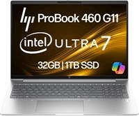 Ноутбук HP ProBook 460 G11 Business с дисплеем FHD+ 16 дюймов, процессором Intel Core Ultra 7 155U (Beats i7-1355U), оперативной памятью DDR5 32 ГБ, накопителем NVMe 1 ТБ, Wi-Fi 6E, портом RJ-45, веб-камерой, клавиатурой с подсветкой, ОС Win 11 Pro — плас 1000003428