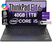 Оригинальный Lenovo ThinkPad E16, WUXGA 16'' IPS, Intel Deca Core i5-1335U (Beats i7-1255U), 40 ГБ ОЗУ, 1 ТБ NVMe, FP, клавиатура с подсветкой, WiFi 6 + BT, RJ-45, веб-камера FHD, W11P, бизнес-ноутбук (обновленный) 1000003535