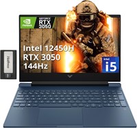 Игровой ноутбук HP Victus 15,6" FHD 144 Гц, Intel i5-12450H, 32 ГБ ОЗУ, 1 ТБ PCIe SSD, NVIDIA GeForce RTX 3050, клавиатура с подсветкой, FHD-камера, Wi-Fi 6, Windows 11, синий, комплект док-станции 256 ГБ 1000003628