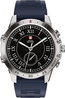 Swiss Military DOM5 Smartwatch 1.43" AMOLED, Bluetooth-звонки, многоязычность, отслеживание здоровья и спорта, беспроводная зарядка, 7 дней работы от аккумулятора, IP68, совместимость с iOS/Android, серебристая рамка с синим ремешком 1000003735