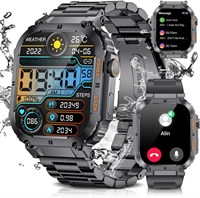 KASTWAVE Military Smart Watchs для мужчин, 1,96-дюймовые HD-часы для фитнеса с монитором сердечного ритма/кислорода в крови, искусственным интеллектом, водонепроницаемостью IP67, аккумулятором 400 мАч, прочные наружные смарт-часы для Android iOS 1000003809