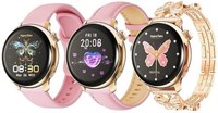 Умные часы HT G12 MINI AMOLED с круглым дисплеем, 3 парами ремешков и беспроводным зарядным устройством для женщин (золотые) 1000003814