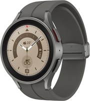 Смарт-часы SAMSUNG Galaxy Watch 5 Pro 45 мм LTE с функцией отслеживания состояния тела, здоровья, фитнеса и сна, улучшенной батареей, сапфировым стеклом, титановой рамой, отслеживанием маршрута по GPS, версия для США, серый цвет 1000003854
