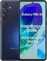 SAMSUNG Galaxy M55 5G (черный деним 256 ГБ) (8 ГБ ОЗУ) 120 Гц Super AMOLED-дисплей Плюс 50 МП камера Две SIM-карты Аккумулятор 5000 мАч Сверхбыстрая зарядка 45 Вт Snapdragon 7 Gen 1 1000004448