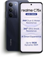 Смартфон Realme C75x 4G, 6 ГБ ОЗУ 128 ГБ, 6,67-дюймовый дисплей 120 Гц, 50-мегапиксельная камера, 5600 мА·ч, Android 15, защита IP68, быстрая зарядка 45 Вт, 12-месячная гарантия, версия для Ближнего Востока (цвет Oceanic Blue) 1000004632