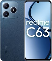 Realme C63 4G (кожаный синий 6 ГБ ОЗУ, 128 ГБ ПЗУ) | Премиальная веганская кожа | Ультратонкий | Дисплей с частотой 90 Гц и функцией Eye Comfort | Водонепроницаемость IP54 | Воздушные жесты | Аккумулятор емкостью 5000 мАч | Гарантия 12 месяцев — версия дл 1000004650