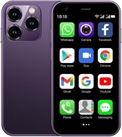 Gruattreay Mini Smartphone Unlocked 4G Mobile Phone 3.0 дюйма, Dual SIM, 2Mpx+5Mpx Camera, Android 10.0 Quad-core backup phone (фиолетовый) 1000004730
