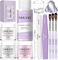 Набор для акрилового маникюра SAVILAND Essentials для начинающих: набор для акрилового маникюра для начинающих со всем необходимым: белая, розовая, прозрачная акриловая пудра и жидкость, набор № 8/10/14, кисточки для ногтей, инструменты для маникюра, дома 1000004898