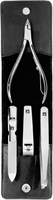 Маникюрный набор Zwilling Classic Inox из 4 предметов. Черный. Высококачественная полированная нержавеющая сталь, устойчивая к ржавчине. Включает кусачки для ногтей, щипчики для кутикул, скошенный пинцет и сапфировую пилочку для ногтей. Сделано в Германии 1000005094