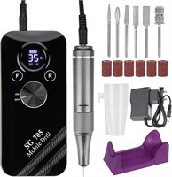MXBON Nail Drill 35000 об/мин Профессиональный маникюрный инструмент с пилочкой и фрезером для ногтей с 12 металлическими насадками для ногтей, высокоскоростная портативная электрическая дрель с низким нагревом для домашнего или салонного использования 1000005121