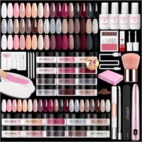 Набор для ногтей AZUREBEAUTY Dip Powder с электрической дрелью, 24 цвета, пудра для ногтей Nude Pink, стартовый набор с Dip Liquids, базой, верхним покрытием, активатором, портативный маникюрный набор для французского нейл-арта 1000005134