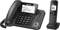 Цифровой проводной/беспроводной телефон Panasonic с функцией блокировки вызовов, 1 проводная трубка и 1 беспроводная трубка - KX-TGF310UE1 (черный) 1000005146
