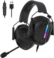 Игровая гарнитура OMIRE RB-C7 для PS5, PS4, ПК, Mac, Switch, Xbox Series, игровые наушники с объемным звуком 7.1 RGB, микрофоном с шумоподавлением, динамическими драйверами 50 мм, аудиоразъемом USB, ЧЕРНЫЙ 1000005195
