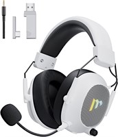 Беспроводная игровая гарнитура Mytrix для ПК, PS4, PS5, Mac, Switch, объемный звук, 50-мм драйверы, 2,4 ГГц / Bluetooth / 3,5-мм игровые наушники с шумоподавлением, съемный микрофон, полноразмерные наушники 1000005199