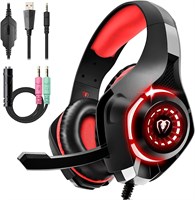 Игровая гарнитура Partyreal CamDive для PS4, PS5, ПК, Xbox One, накладные игровые наушники с микрофоном с шумоподавлением, стереозвук премиум-класса, легкие и удобные наушники для Switch, ноутбука, мобильного телефона, красные (GM-1) 1000005322