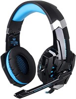 Игровые наушники Kotion Each G9000 с микрофоном и светодиодом, черного/синего цвета, совместимые с ПК, iPad, iPhone, планшетами, мобильными телефонами, 2.72469E+12 1000005339