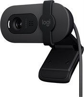 Веб-камера Logitech Brio 100 Full HD для совещаний и потокового вещания, автоматическая регулировка баланса яркости, встроенный микрофон, защитная шторка, порт USB-A, поддержка Microsoft Teams, Google Meet, Zoom и других приложений — цвет графит 1000005345