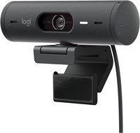 Веб-камера Logitech Brio 500 Full HD с автоматической коррекцией яркости, режимом показа, двумя микрофонами с шумоподавлением, защитной шторкой, поддержкой Microsoft Teams, Google Meet, Zoom, кабелем USB-C (графитовый) 1000005385