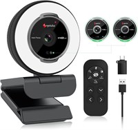 Веб-камера Angetube для потоковой трансляции с микрофоном: веб-камера USB 1080P 60 кадров в секунду с кольцевой подсветкой и пультом дистанционного управления — HD-веб-камера с 5-кратным цифровым зумом и встроенным защитным кожухом для ПК | Компьютера | Н 1000005408