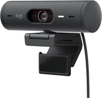 Веб-камера Logitech Brio 500 Full HD с автоматической коррекцией яркости, режимом показа, двумя микрофонами с шумоподавлением, защитной шторкой, поддержкой Microsoft Teams, Google Meet, Zoom, кабелем USB-C — графитовый — цифровой 1000005452