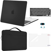 Чехол MOSISO для MacBook Air 13 дюймов (2024, 2023, 2022, M3, A3113, M2, A2681) из прочного пластика, чехол, чехол для клавиатуры, чехол для веб-камеры и пленка для экрана для MacBook Air 13,6 дюйма, черный 1000005532