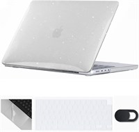 Чехол Se7enline, совместимый с 14-дюймовым Macbook Pro 2021-2024 M4 M3/M2/M1 A2918/A2992 A3112 A3401/A2779/A2442, прозрачный, с блестками, чехол для клавиатуры, защитная пленка для сенсорной панели и крышка веб-камеры 1000005552