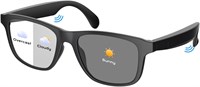 Умные очки для женщин и мужчин, Bluetooth-очки с фотохромными линзами, встроенным микрофоном и динамиками, линзами, защищающими от синего света, с голосовым управлением без помощи рук, идеально подходят для использования в помещении и на улице, черные, F 1000005883