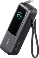 Внешний аккумулятор Anker Laptop Power Bank, портативное зарядное устройство емкостью 25 000 мА·ч и мощностью 165 Вт с тремя портами USB-C мощностью 100 Вт для зарядки нескольких устройств, встроенными и выдвижными кабелями для iPhone 16/15 серии, MacBook 1000006169