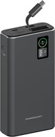 Внешний аккумулятор Powerology Aluminum 20000 мА·ч, PD 65 Вт, зарядное устройство для ноутбука, втягивающийся кабель Type-C длиной 50 см, интеллектуальный индикатор заряда, 0–60% за 30 минут, одновременная зарядка — темно-серый 1000006175